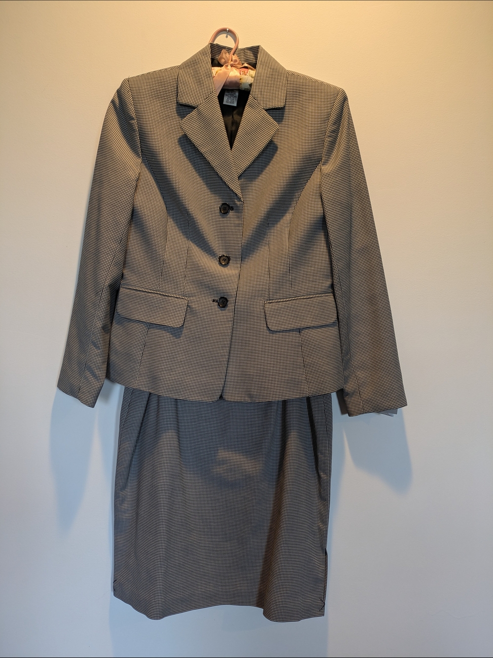 Alfani Black and White Houndstooth Blazer And Skirt Set Size 8 Petite